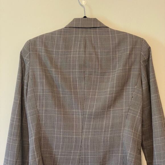 Calvin Klein 4 button up blazer Corpcore gray brown neutral work tweed wool - Picture 6 of 7